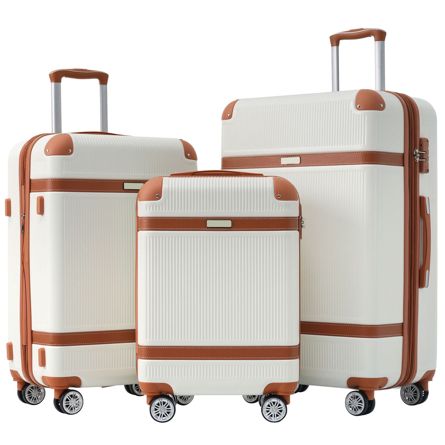 Hardshell Luggage Sets 3 Piece Double Spinner 8 Wheels Suitcase With Tsa Lock Lightweight 20&