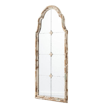 Large &amp; Framed Wall Mirror, Arched Mirror With Decorative Window Look For Living Room - Cream