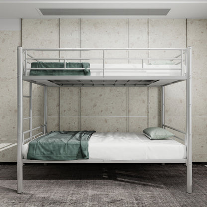 Metal Bunk Bed For Kids, Convertible Bedframe With Ladders &amp; Guardrail