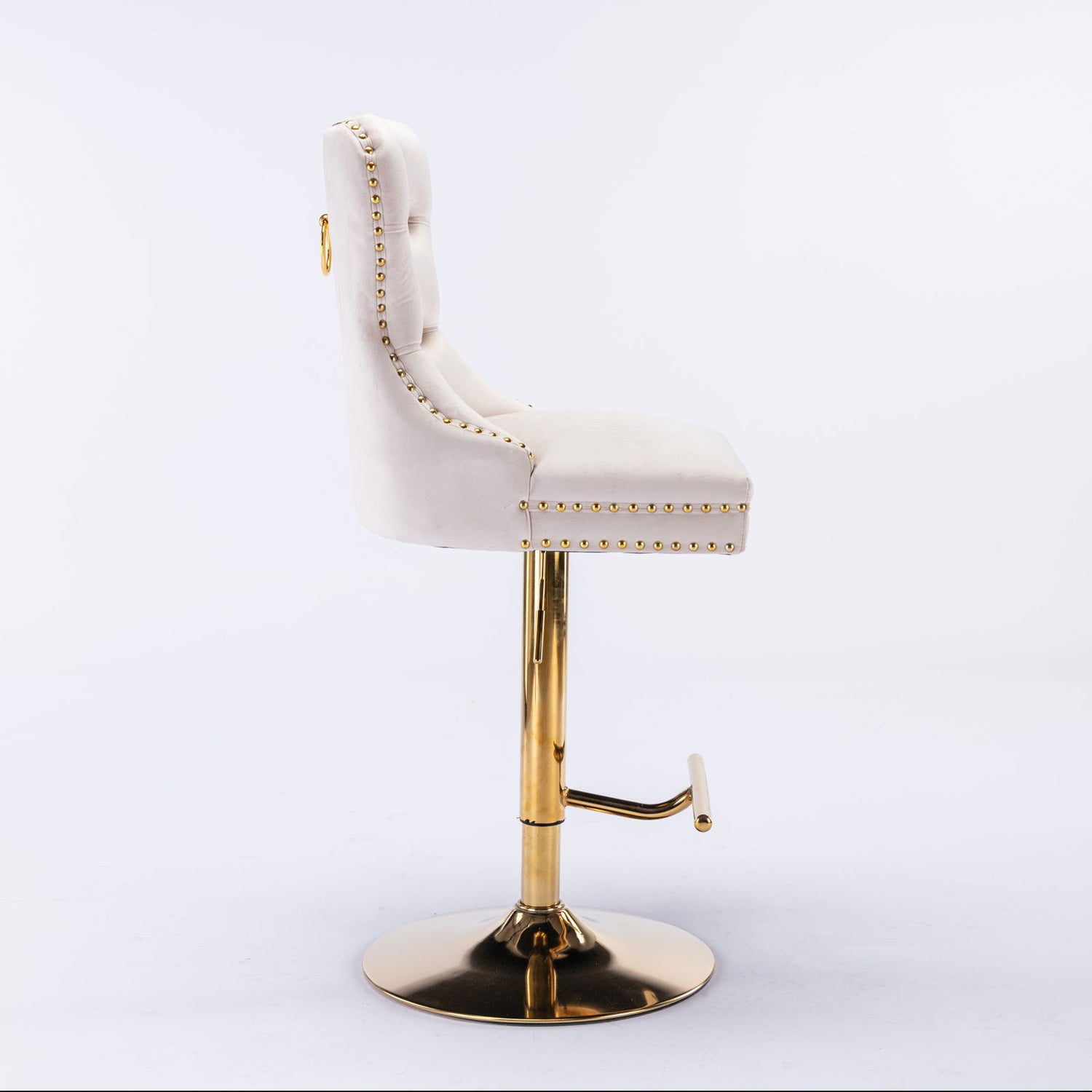 Thick Golden Swivel Velvet Barstools Adjusatble Seat Height From 25-33&quot;, Modern Upholstered Bar Stools With Backs Comfortable Tufted For Home Pub And Kitchen Island (Set of 2)