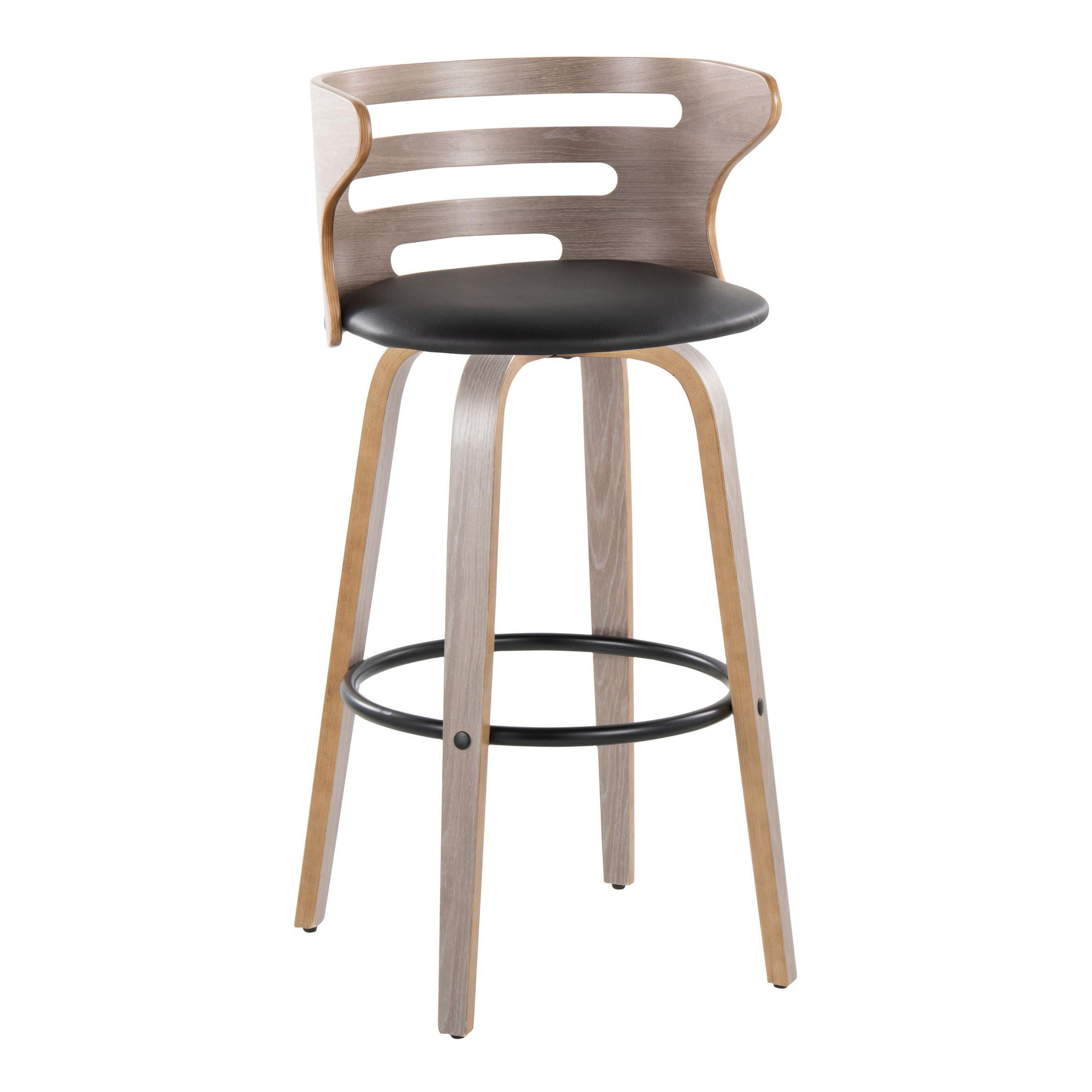 Cosini - Mid Century Modern Fixed Height, Barstool &amp; Swivel And Round Footrest (Set of 2)