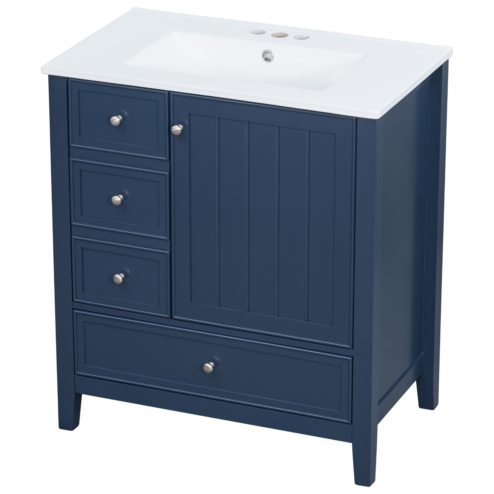 Modern Bathroom Vanity With Sink, 1 Cabinet &amp; 3 Drawers