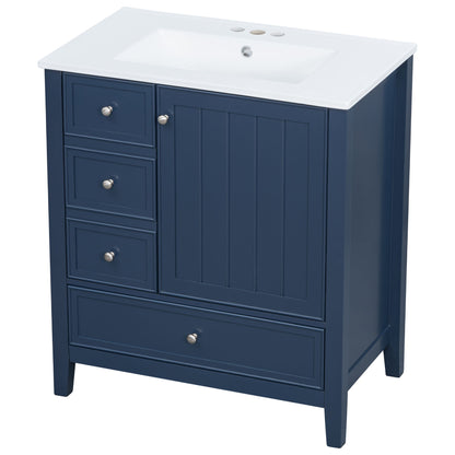 Modern Bathroom Vanity With Sink, 1 Cabinet &amp; 3 Drawers