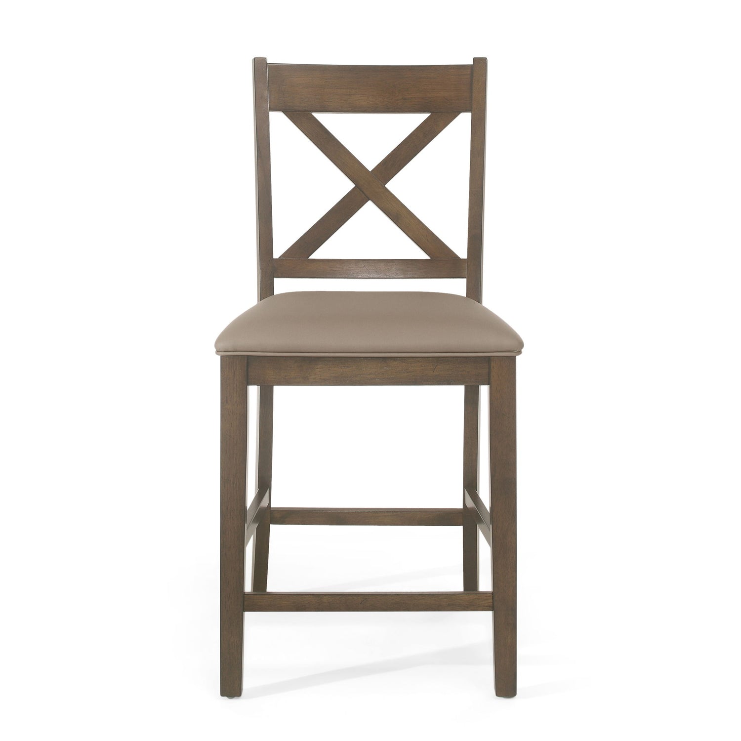 Farmhouse Style Counter Height Chair With Upholstered Seat