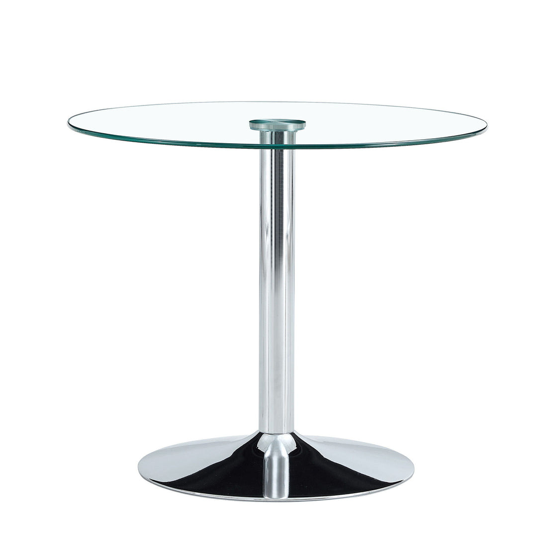 Modern Minimalist Circular Glass Dining Table With Electroplated Metal Legs 35&quot; Diameter - Transparent