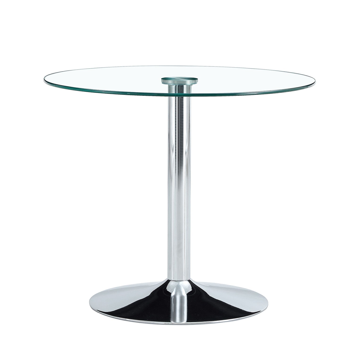 Modern Minimalist Circular Glass Dining Table With Electroplated Metal Legs 35&quot; Diameter - Transparent