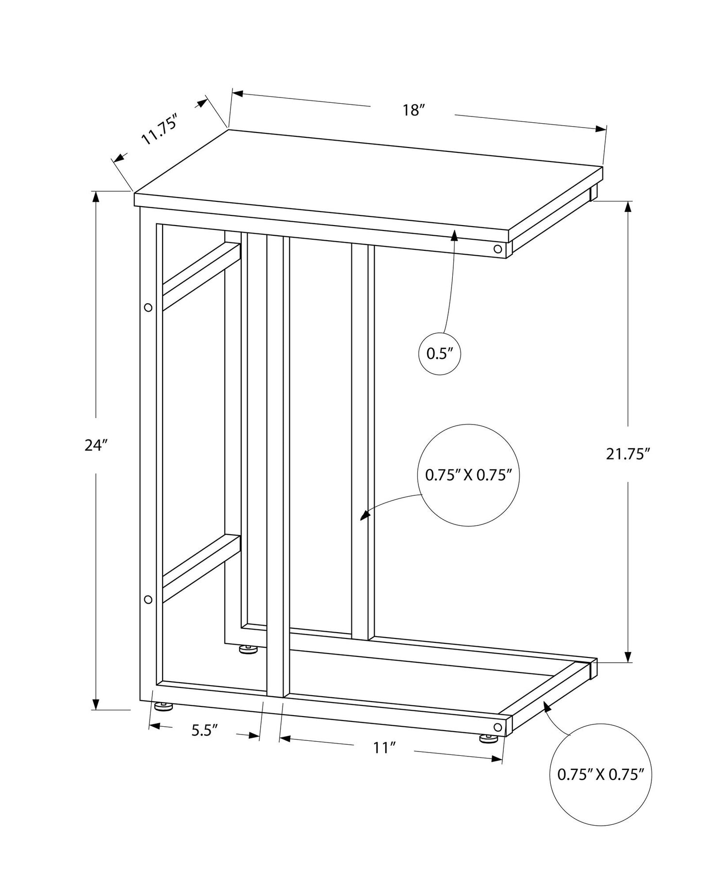 Accent Table, C - Shaped, Contemporary &amp; Modern, Versatile Use