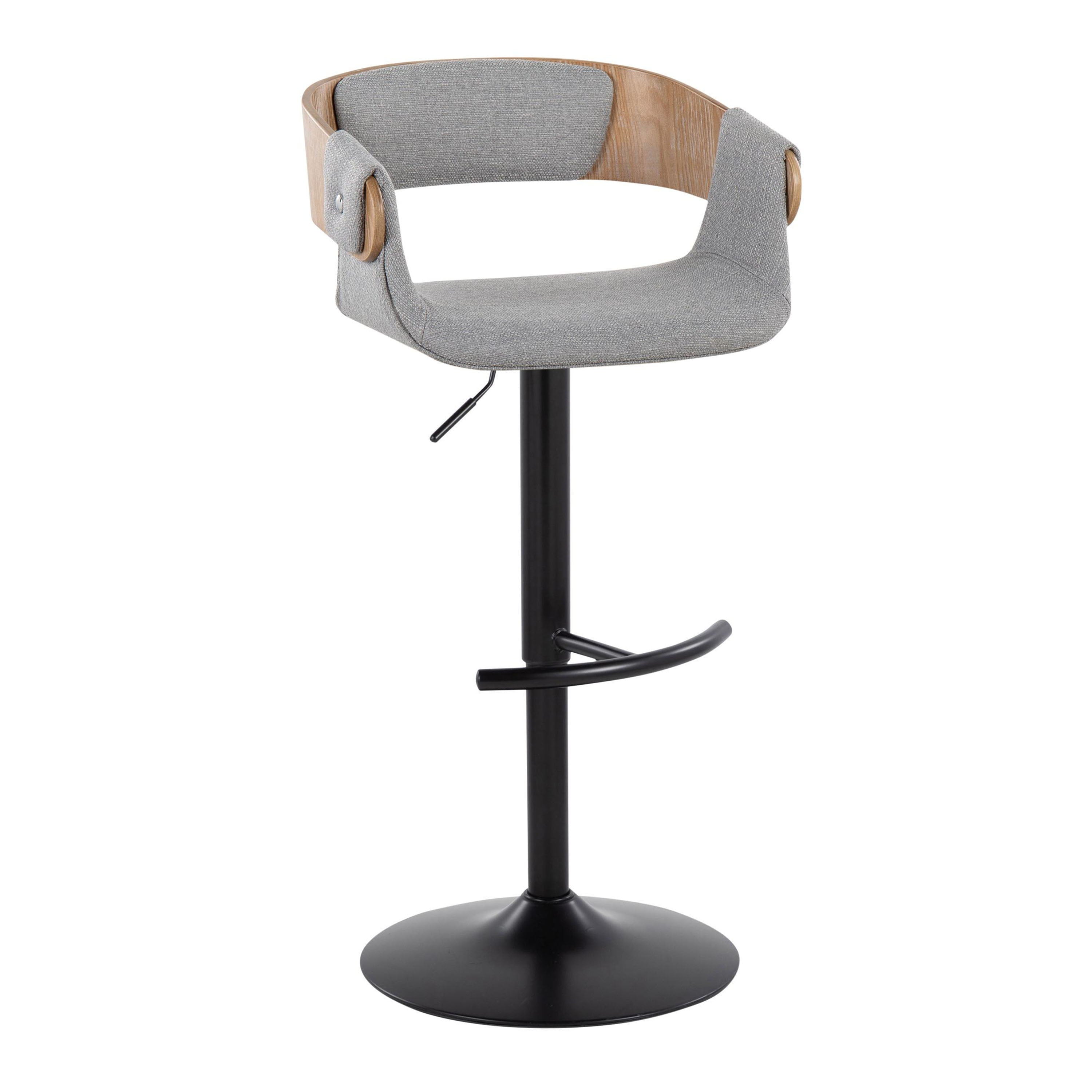 Elisa - Mid Century Modern Adjustable Barstool With Swivel &amp; Rounded T Footrest (Set of 2)