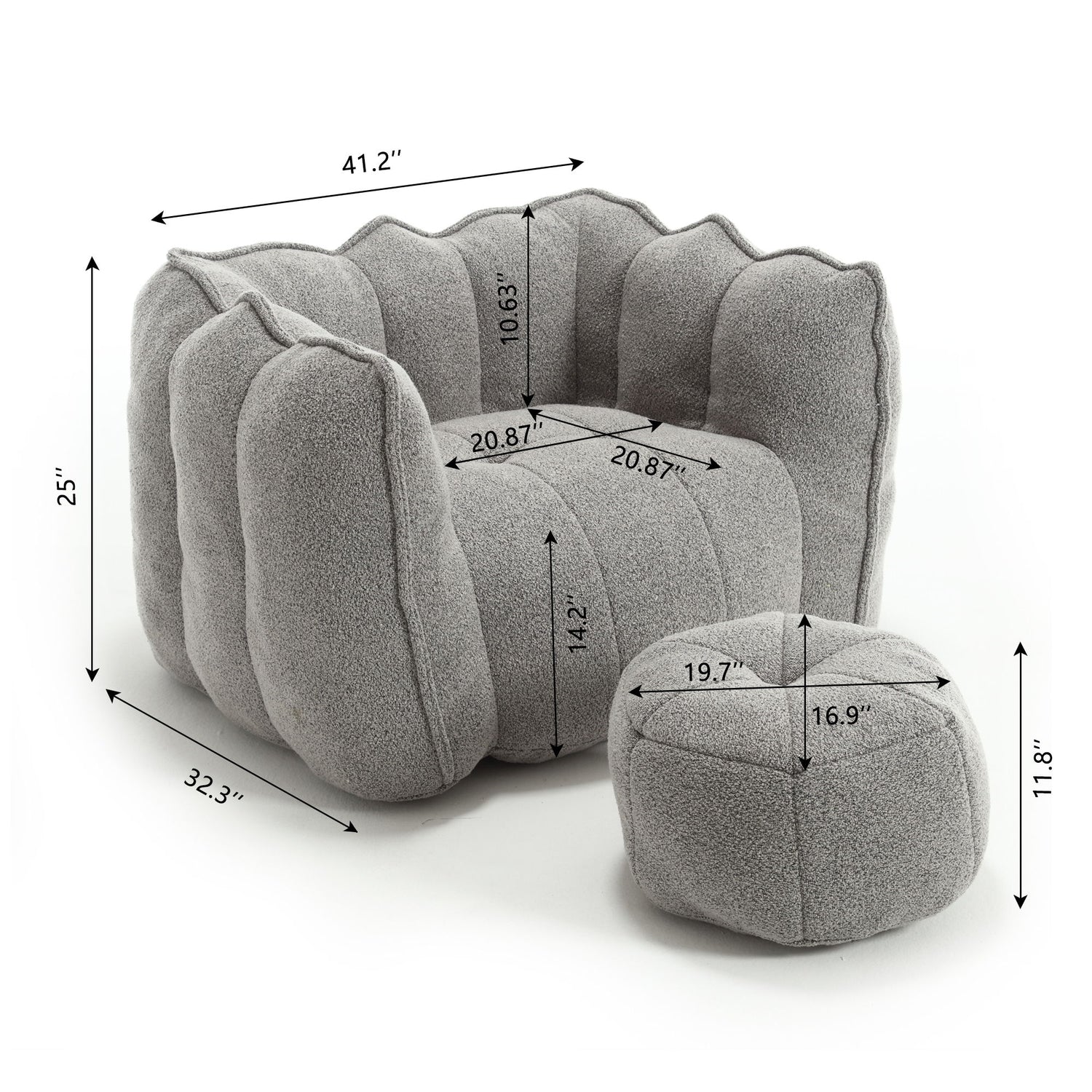 Soft Bean Bag Chair With High Resilient Foam (Chips)