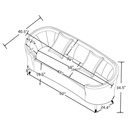 Saanich - Upholstered Curved With Plump Accent Pillows - Beige