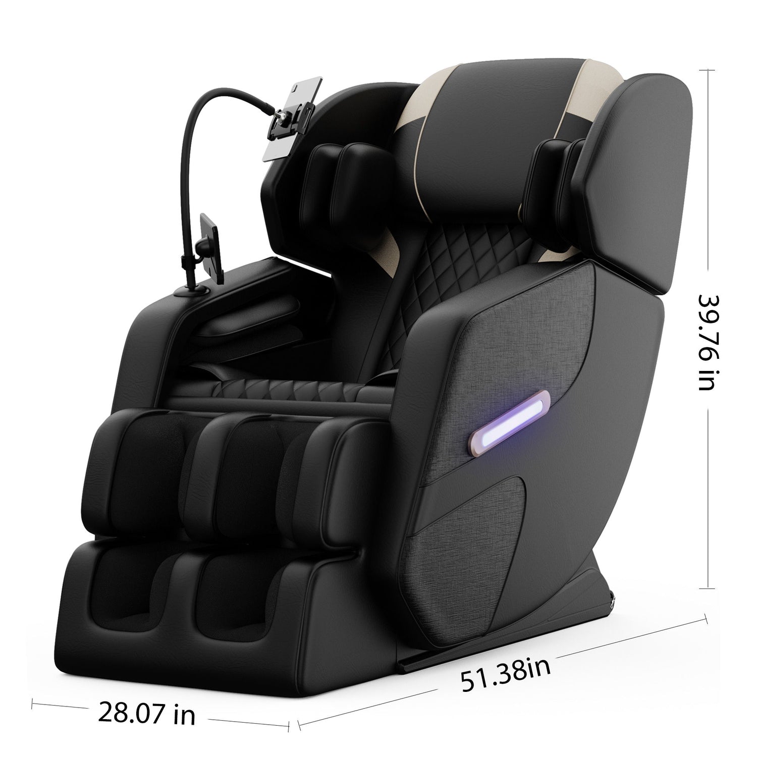Zero Gravity Massage Chair Recliner, 10 Massage Heads And Full Body Air Pressure - Black
