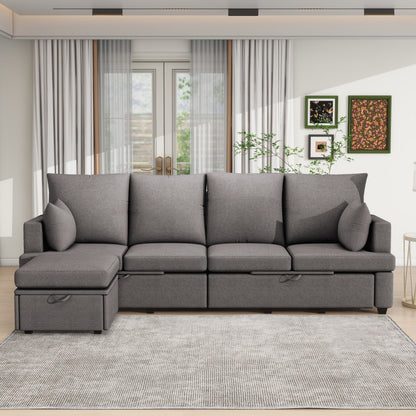 Modern Modular Sofa, 6 Seat Chenile Sectional Couch Set With 2 Pilows Included, Freely Combinable