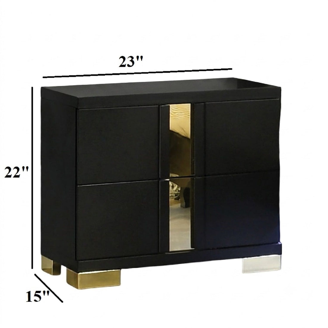 Contemporary Nightstand With 2 Drawer Storage - Black