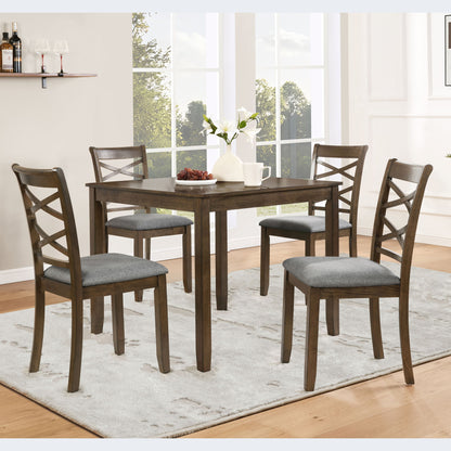 5 Piece Dining Table Set &amp; 4 Chairs - Walnut