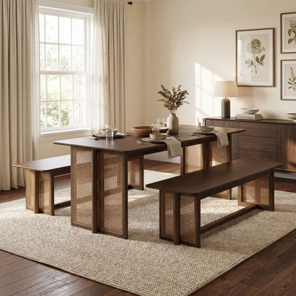 Dining Set, 1 Table &amp; 2 Benches
