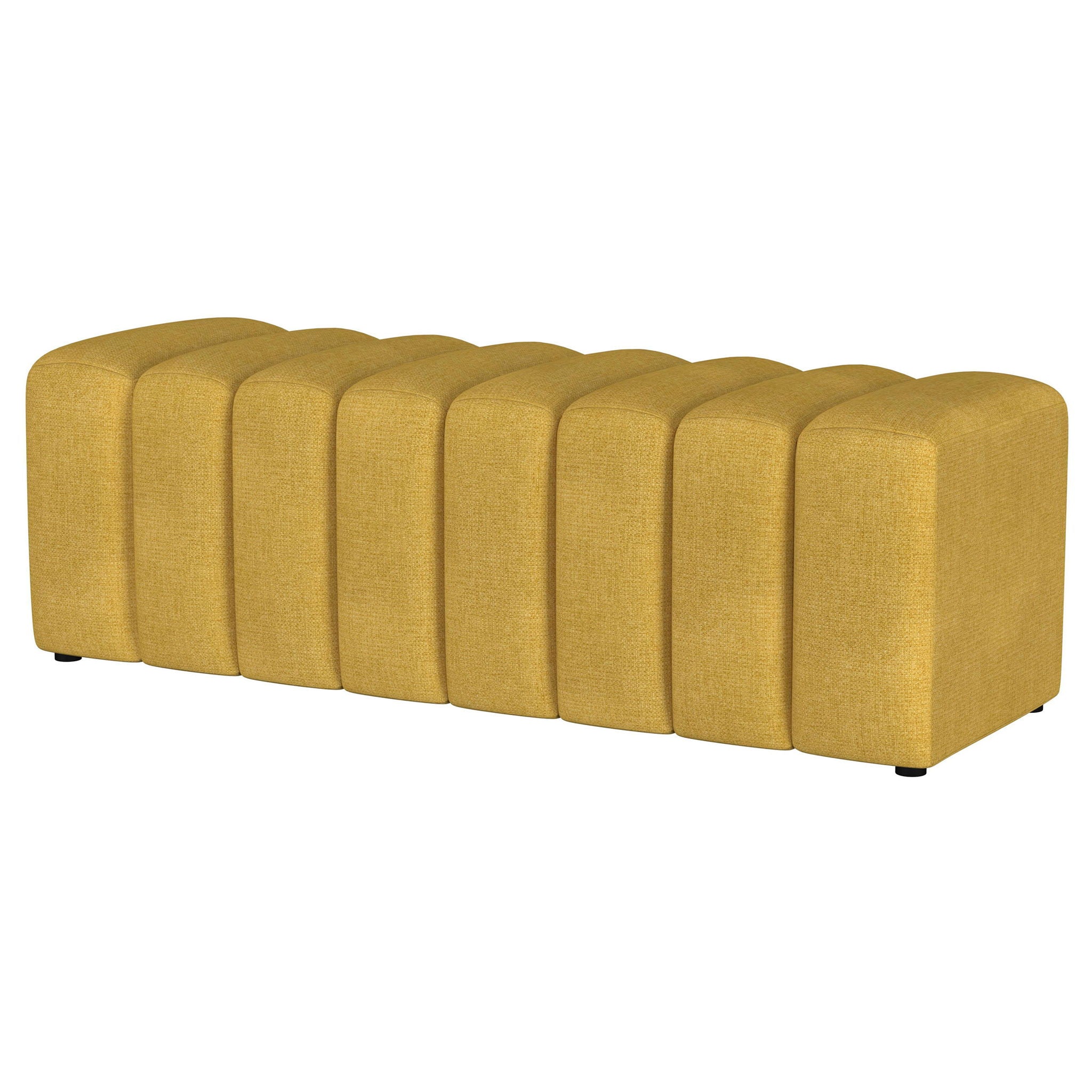 Modern Upholstered Tufted Accent Bench &amp; Round Legs