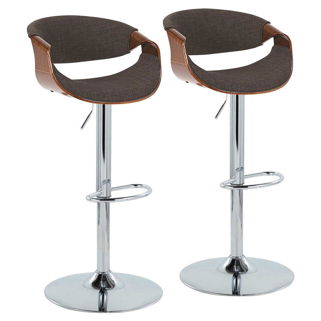 Curvo - Mid Century Modern Adjustable Barstool &amp; Swivel (Set of 2)