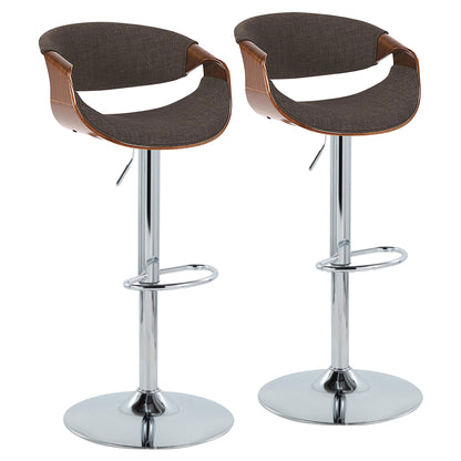 Curvo - Mid Century Modern Adjustable Barstool &amp; Swivel (Set of 2)