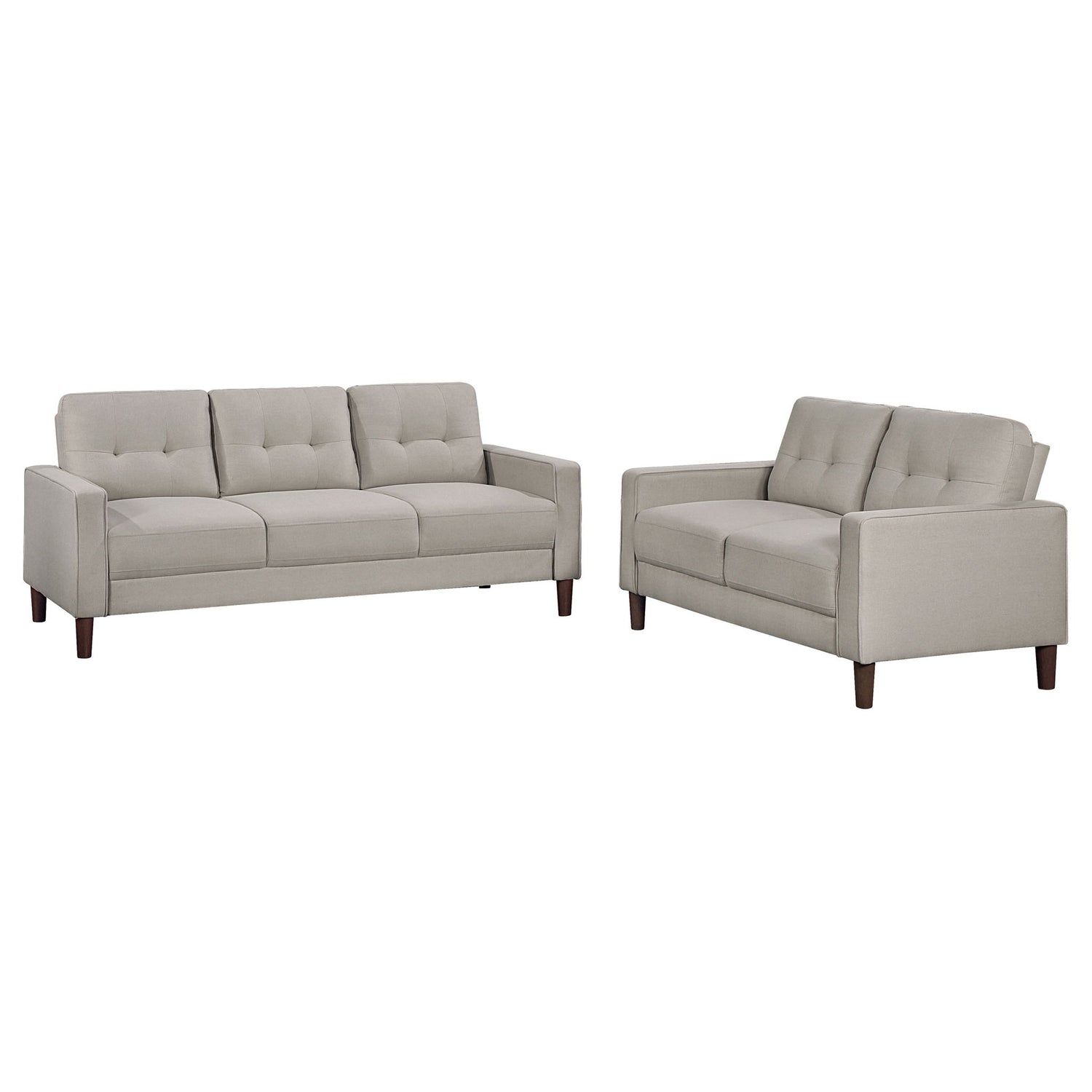Harvey - 2 Piece Upholstered Tufted Sofa Set - Beige