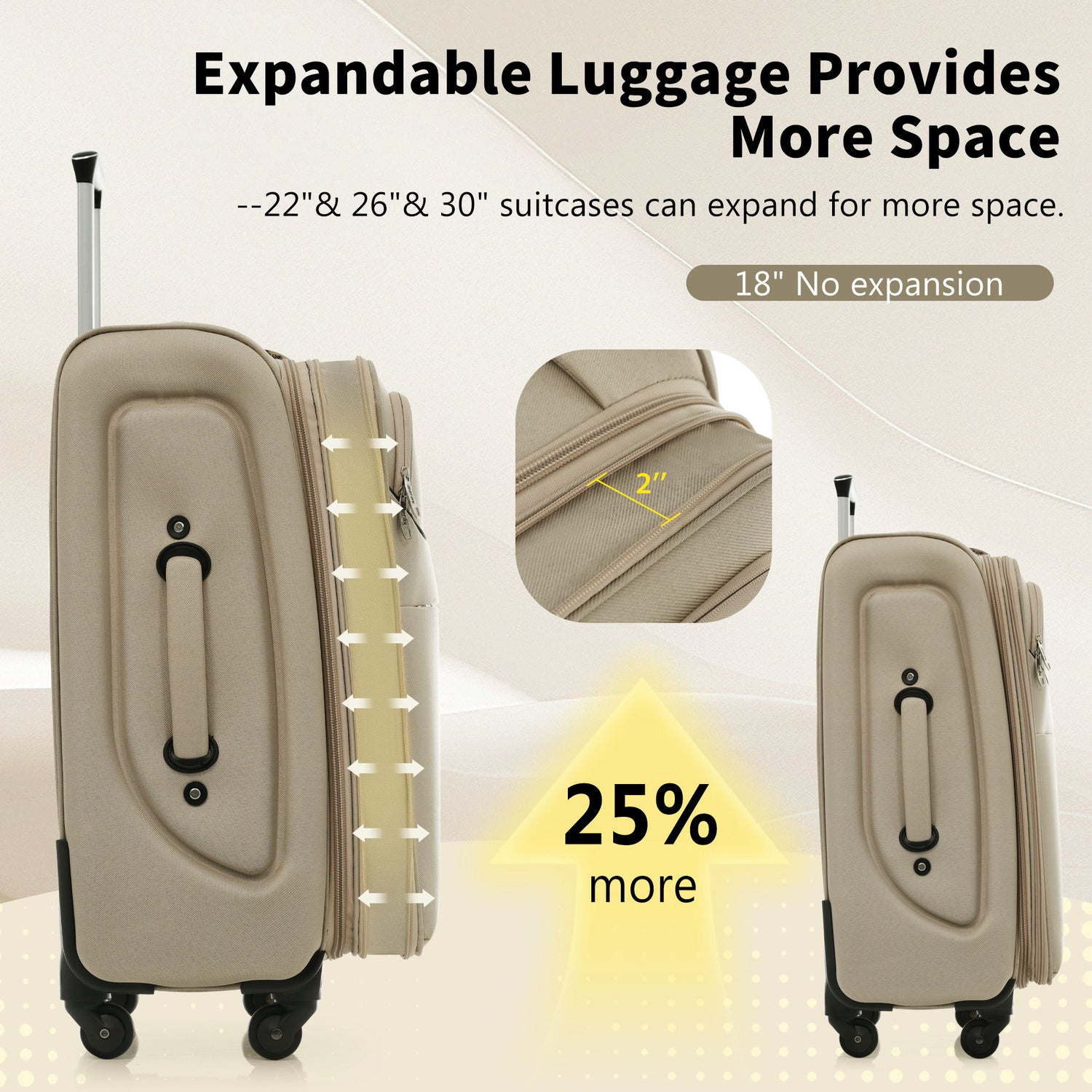 Softside Luggage 4 Piece Set With Expandable Spinner Wheels