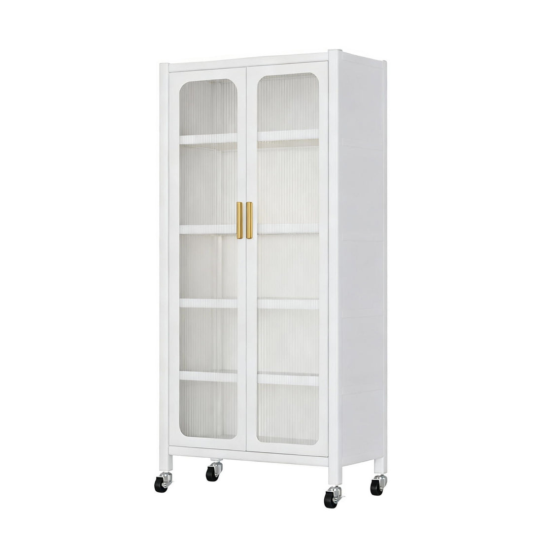 6 Tier Storage Cabinet With Transparent Door, Adjustable Shelves &amp; Wheels