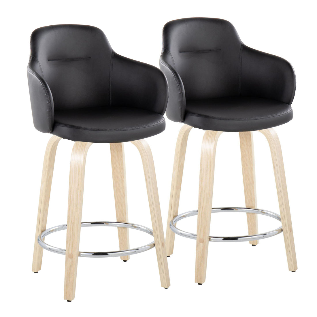 Boyne - Contemporary Fixed Height Counter Stool &amp; Swivel With Round Footrest (Set of 2)