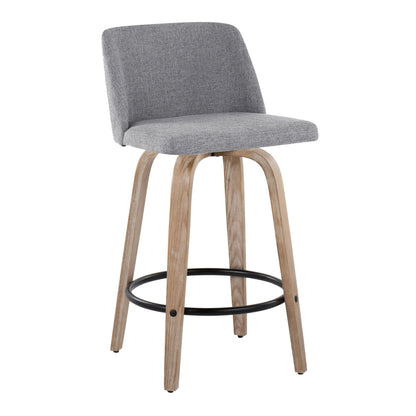 Toriano - Contemporary Fixed-Height Counter Stool &amp; Swivel With Round Footrest (Set of 2)