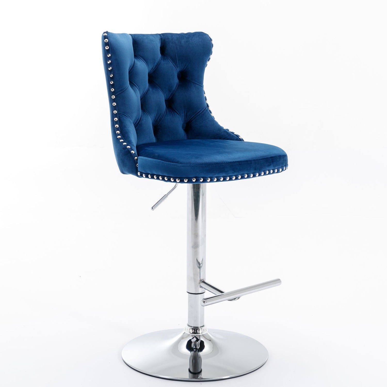 Swivel Velvet Barstools Adjusatble Seat Height From 25-33&quot;, Modern Upholstered Chrome Base Bar Stools With Backs Comfortable Tufted For Home Pub And Kitchen Island (Set of 2)