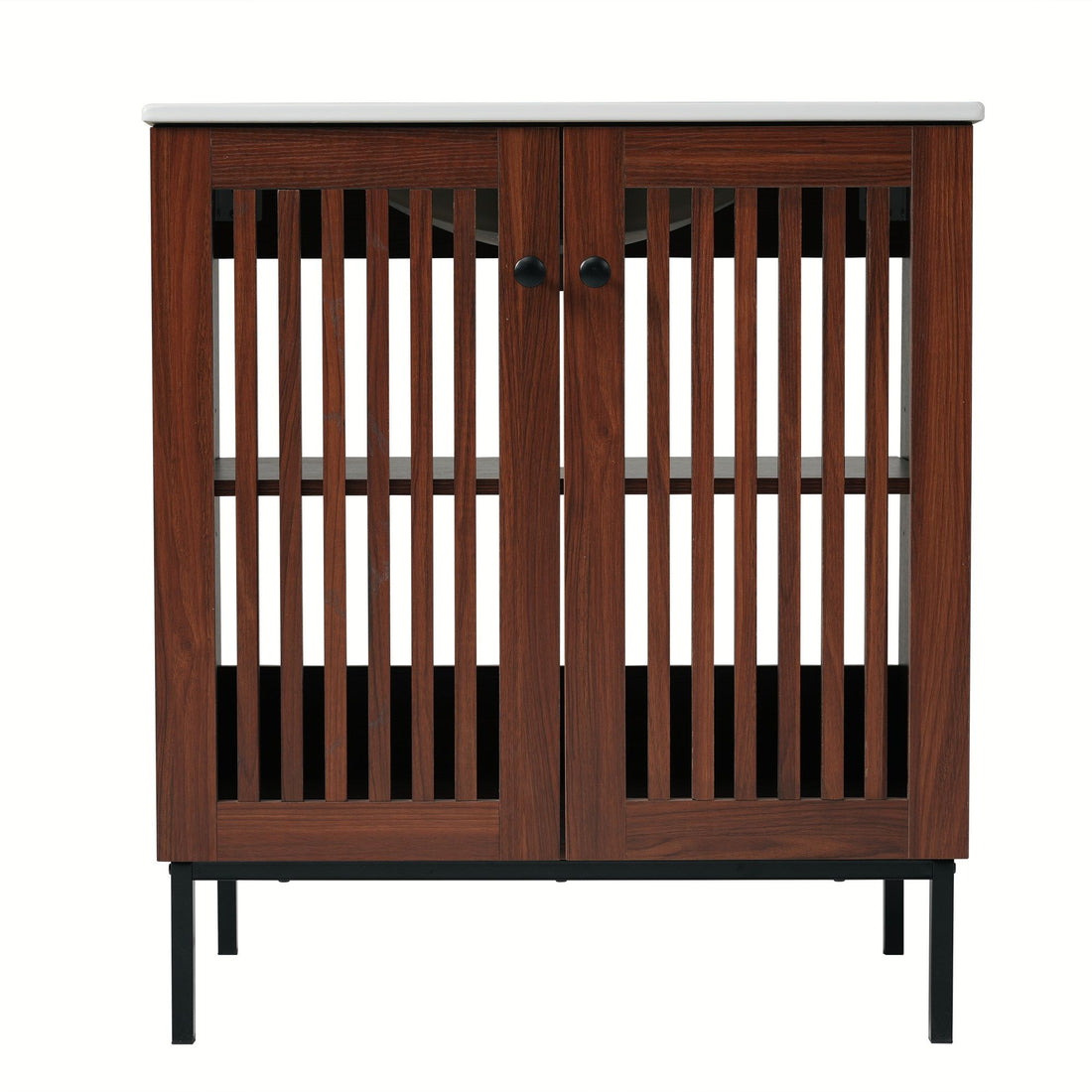 30&quot; Vintage Bathroom Vanity With Ceramic Sink, Modern Bathroom Vanity Cabinet With 2 Soft Close Doors, Equpiied With 4 Sturdy Iron Legs - Antique Dark Brown