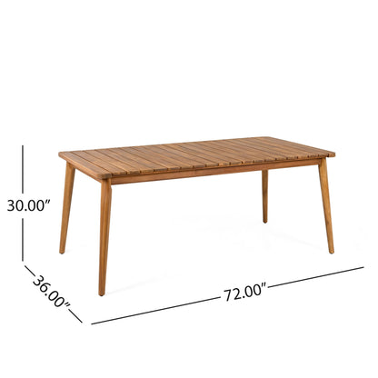 7 Piece Patio Dining Set, Slatted Table &amp; 6 Chairs For Patio Garden - Mocha / Teak