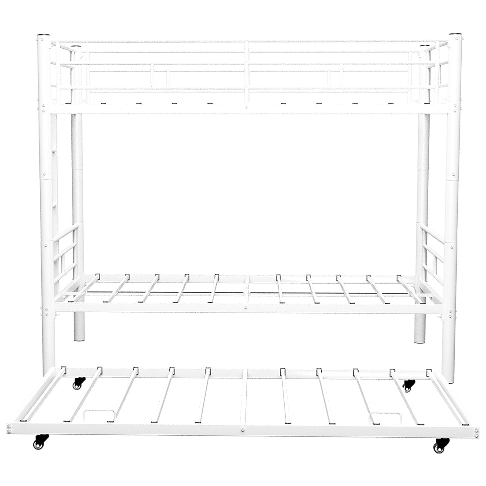 Bunk Bed For Kids, Convertible Frame With Ladders &amp; Guardrail