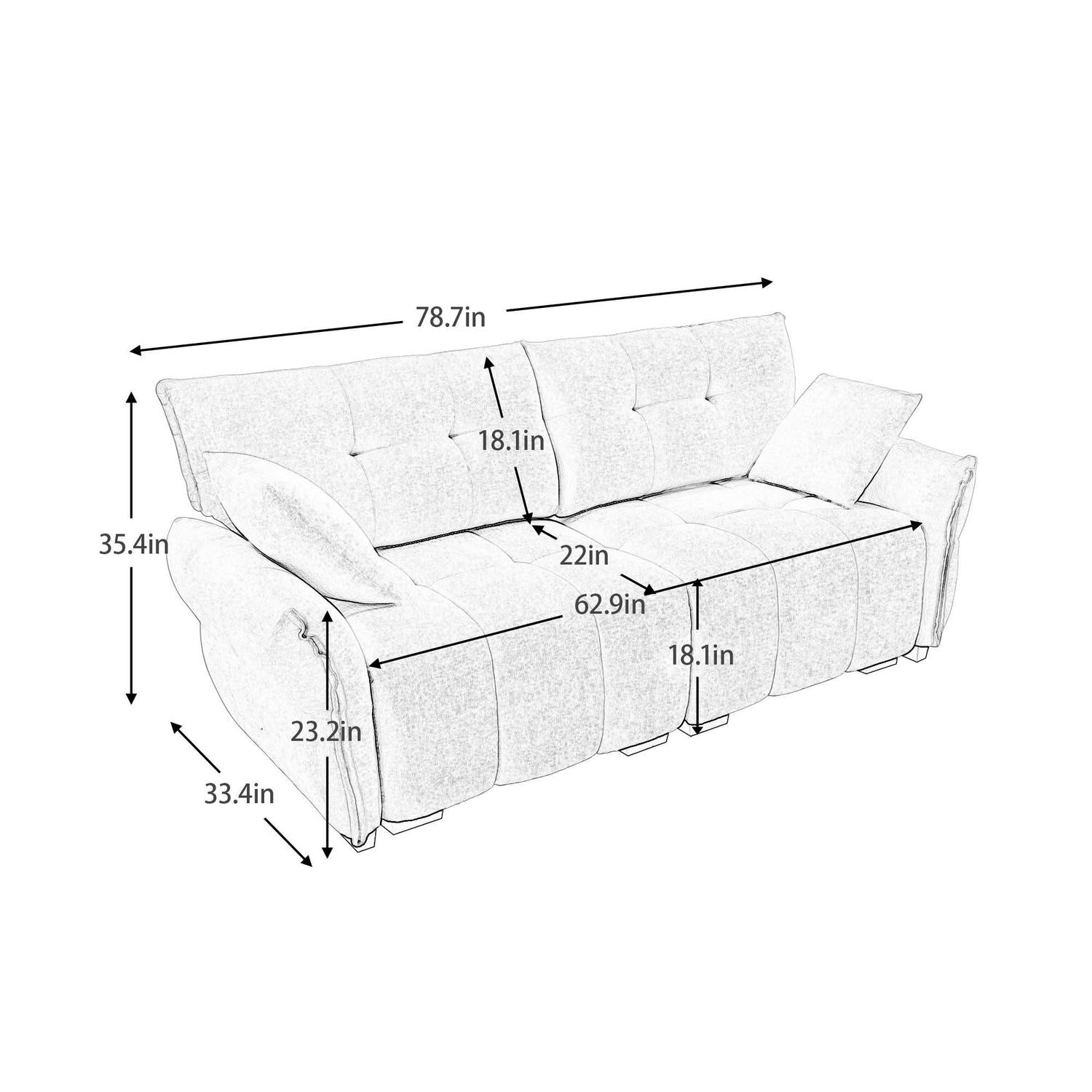 Modern Sofa &amp; Pillows, Textured Cover, High Rebound Cushions