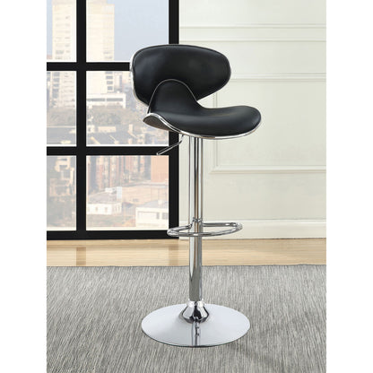 Bar Stool With Curved Design, Height Adjustable &amp; Swivel Base (Set of 2) - Black