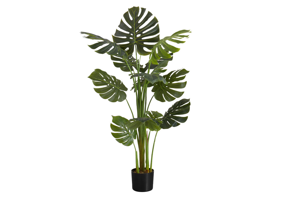 55&quot; Tall, Artificial Plant, Monstera Tree, Indoor, Faux, Fake, Floor, Greenery, Potted, Real Touch, Decorative - Green / Black
