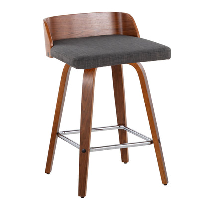Maya - Mid Century Modern Fixed Height Counter Stool &amp; Swivel With Square Footrest (Set of 2)