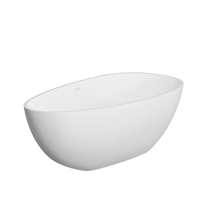 66.9&quot; x 34&quot; x 21.7&quot; Freestanding Solid Surface Soaking Bathtub For Bathroom - Matte White