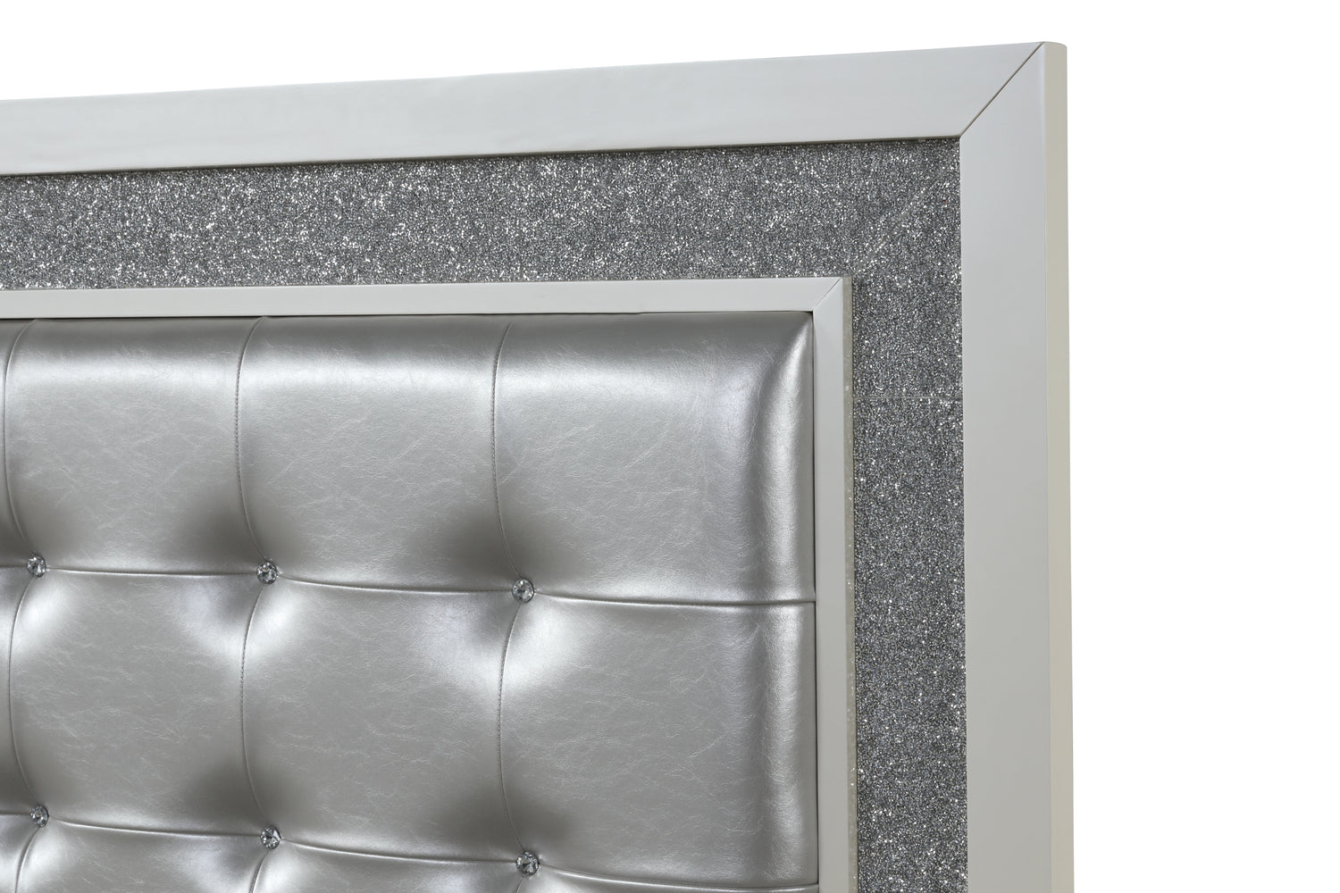 Passion Queen 4 Pc LED Bedroom Set Made with Wood in Milky white