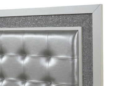 Passion Queen 4 Pc LED Bedroom Set Made with Wood in Milky white