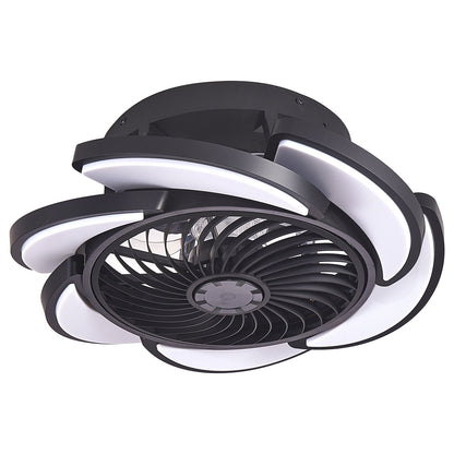Bladeless Ceiling Fan With Remote Control, 6 Speeds Dimmable Light, Enclosed Low Profile For Living Room - Black