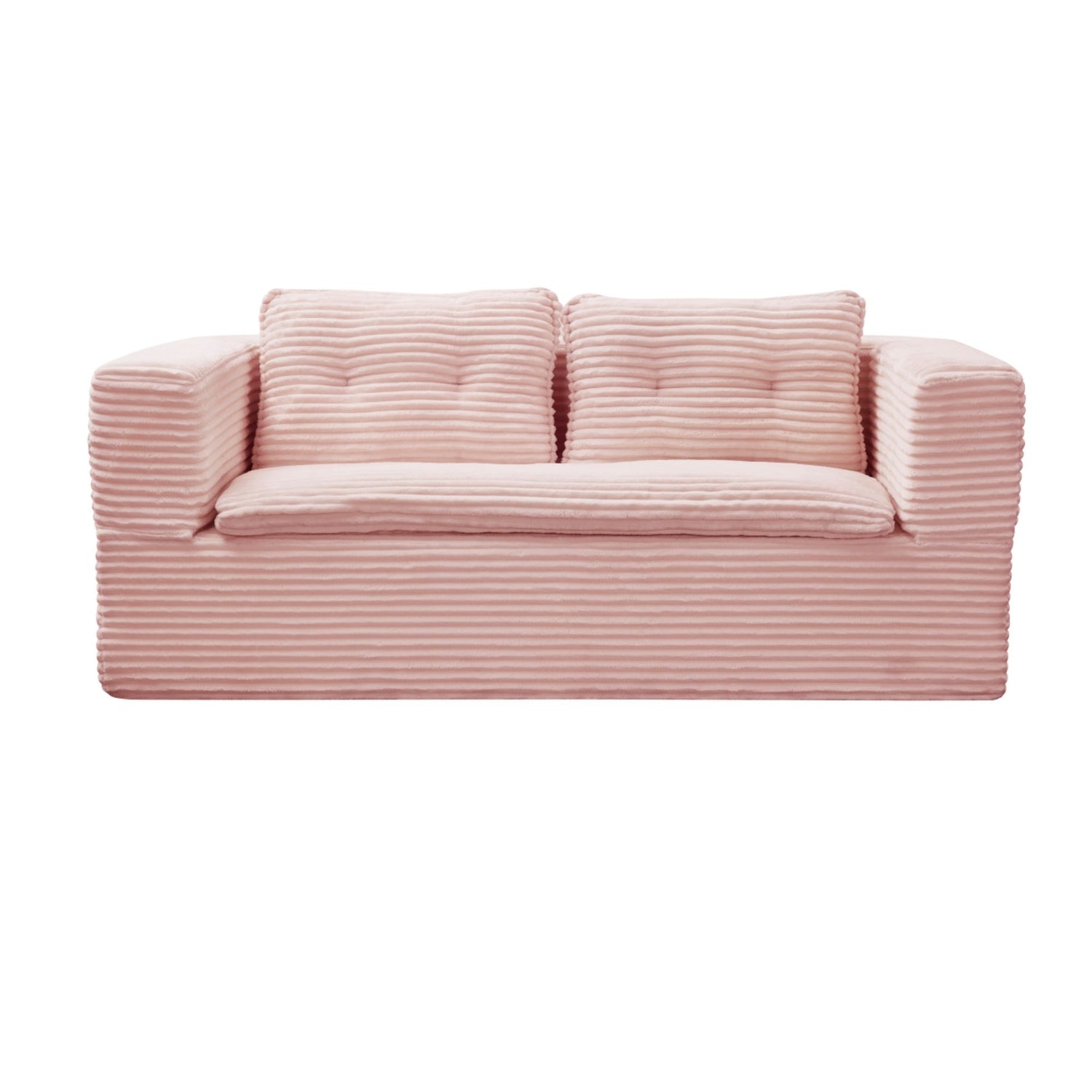 Multi Functional Sectional Sofa Bed With Independent Chaise Lounge And Functional Blanket, Convertible King Size Bed, Deep Seat - Baby Pink