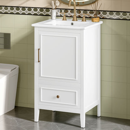 Modern Bathroom Vanity With Sink, Cabinet Storage, Drawer &amp; Adjustable Feet