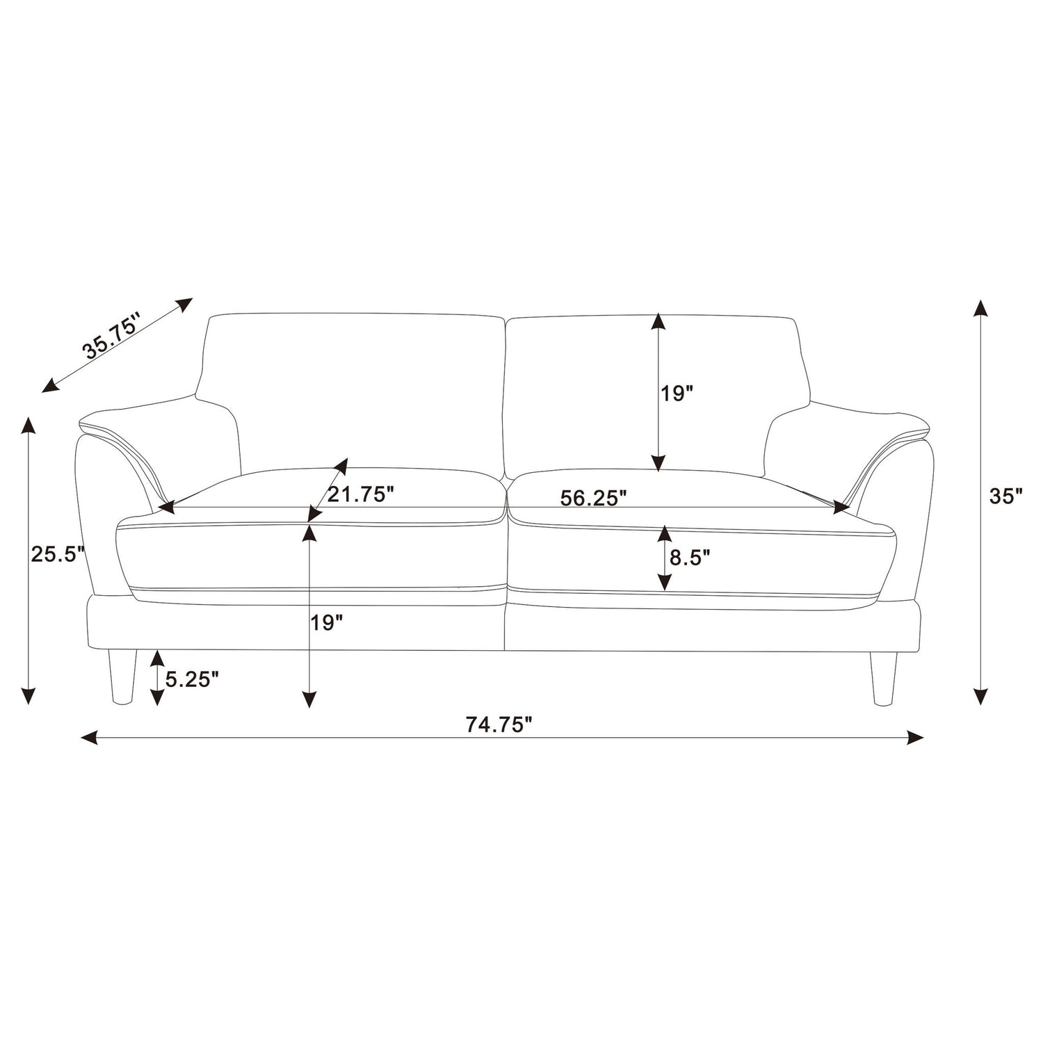 Dania - 2 Piece Upholstered Crescent Arm Sofa Set - Rust