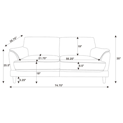 Dania - 2 Piece Upholstered Crescent Arm Sofa Set - Rust