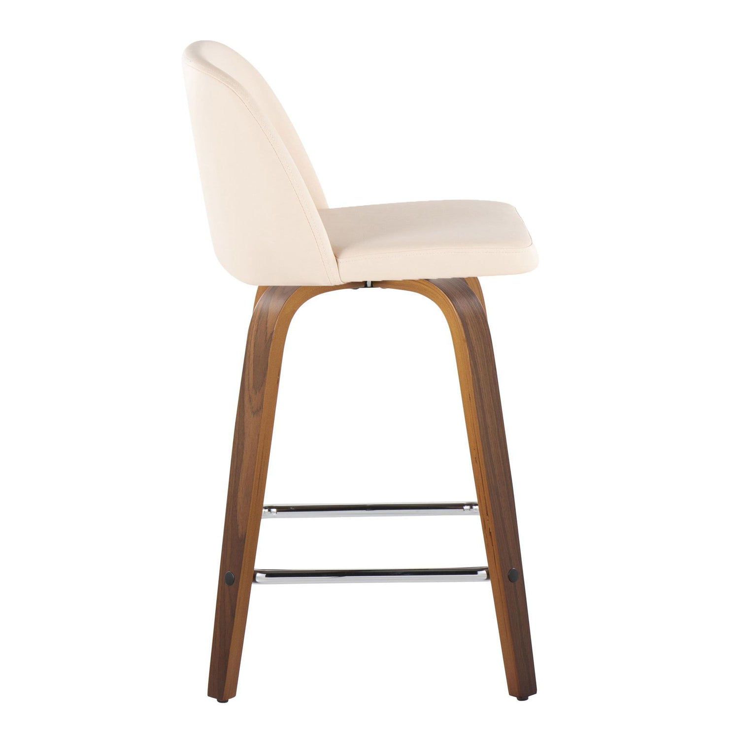Toriano - Mid Century Modern Fixed Height Counter Stool With Swivel &amp; Square Footrest (Set of 2)
