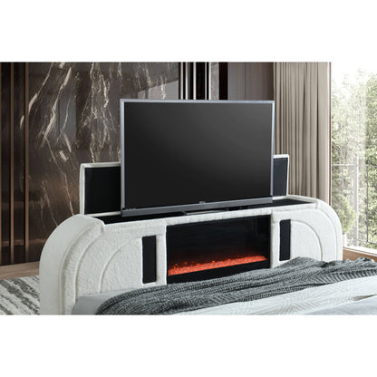Shelyn - Bed With LED, TV Stand, Fireplace &amp; Bluetooth
