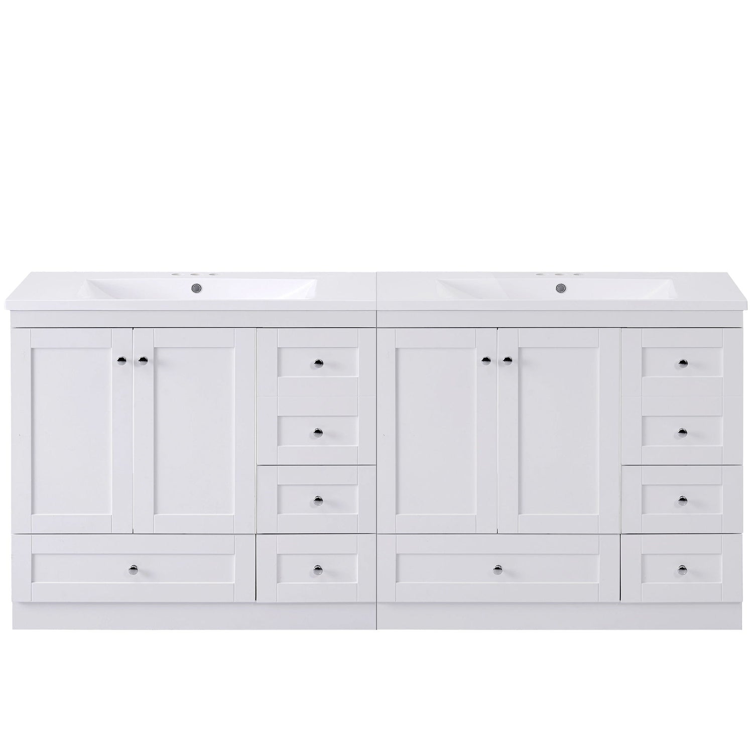 Shaker Free Standing Bathroom Vanity Cabinet &amp; Sink, Soft Close Drawers, Soft Close Doors