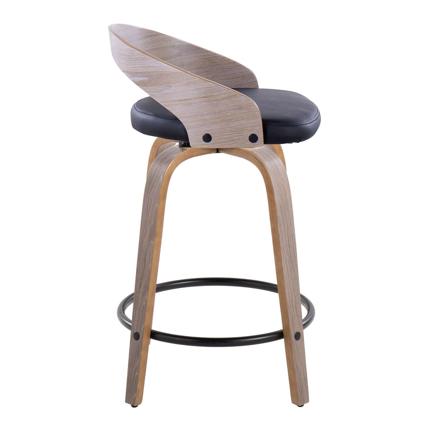 Grotto - Contemporary Fixed Height Counter Stool &amp; Swivel With Round Footrest (Set of 2)