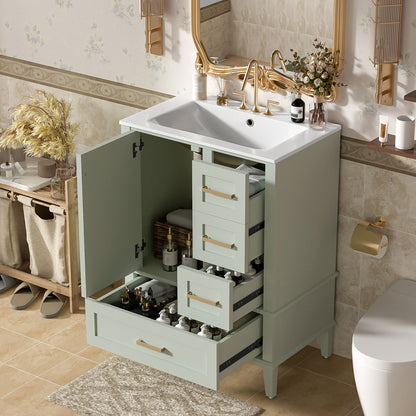 Bathroom Vanity, Modern Bathroom Cabinet With Sink Combo Set, Bathroom Storage Cabinet With A Soft Closing Door And 3 Drawers, Solid Wood Frame