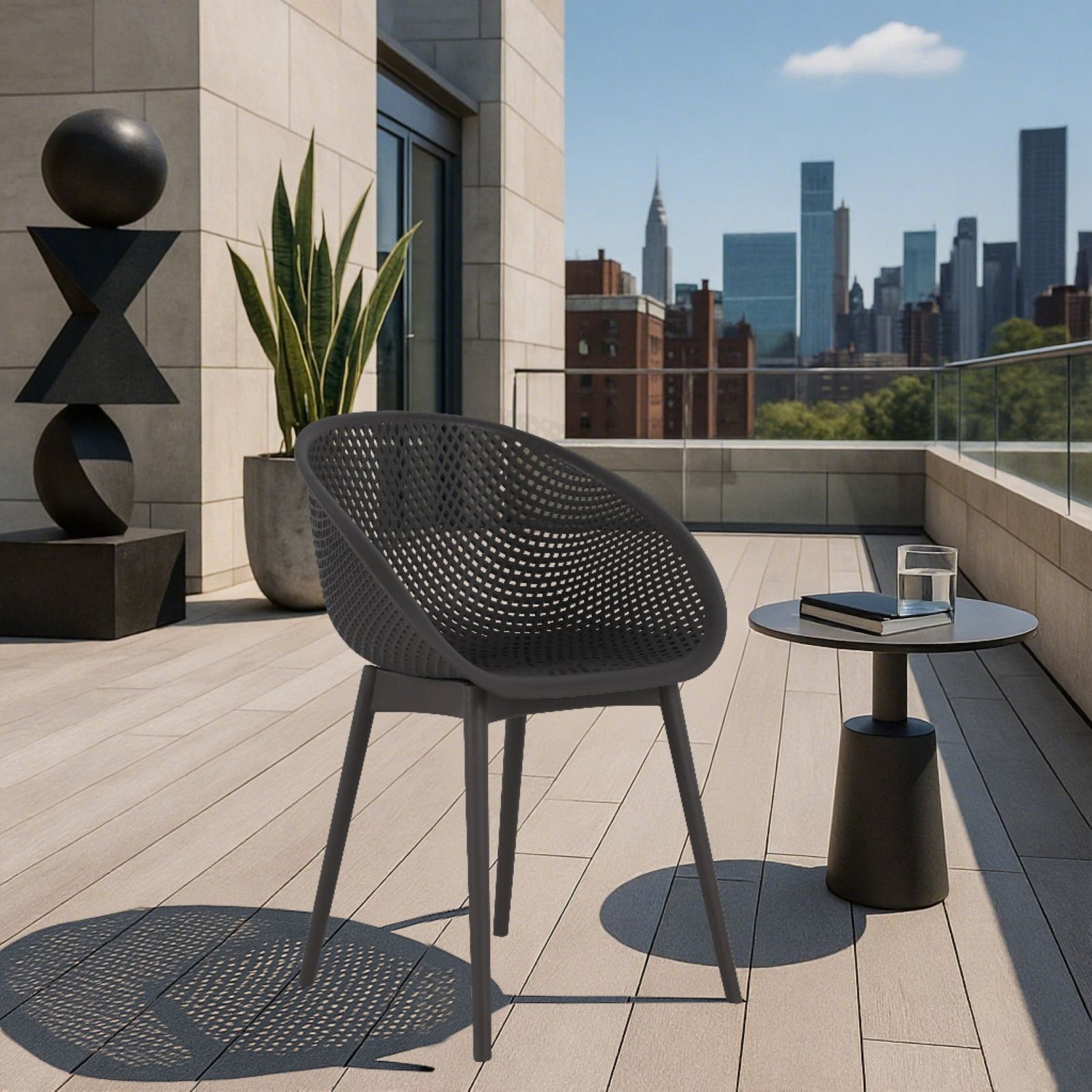 2 Piece Durable Single Chair With Mesh Hollow Out Design