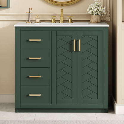 Bathroom Vanity With Sink Combo, Storage Cabinet, Freestanding Set With 3 Drawers &amp; Soft Closing Doors